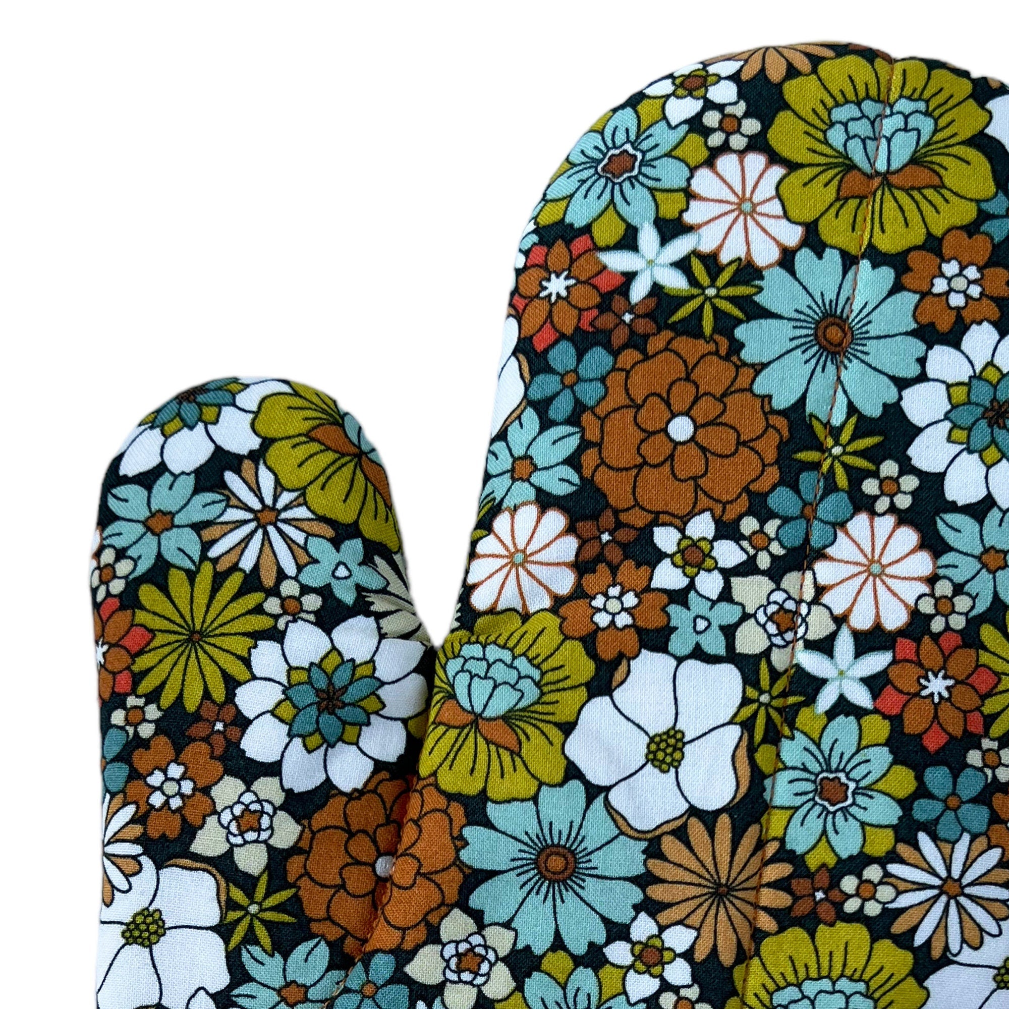 70's Flowers Oven Mitt