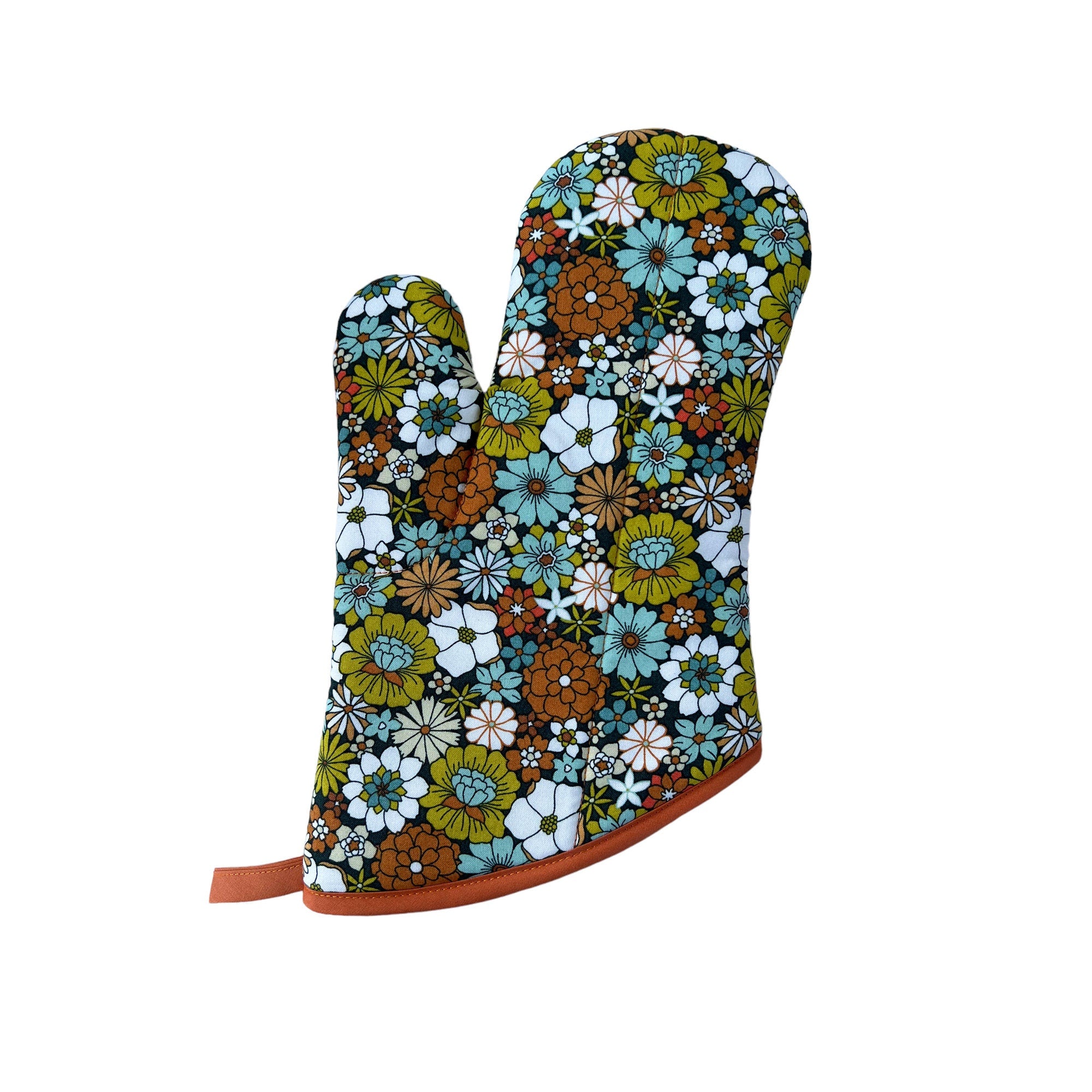 70's Flowers Oven Mitt