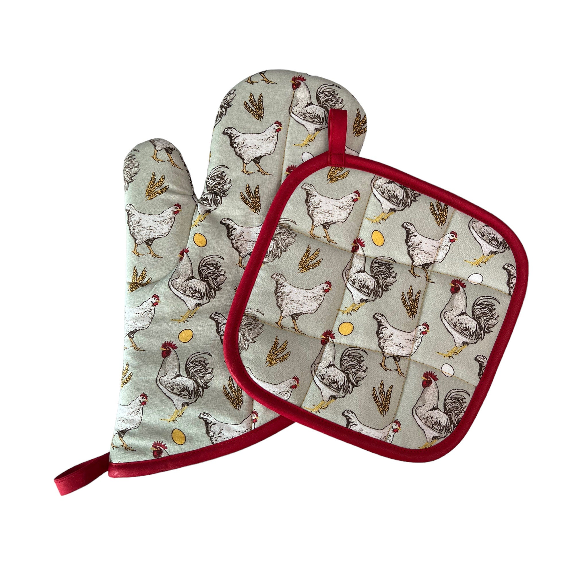 Barnyard Chickens Mitt Set