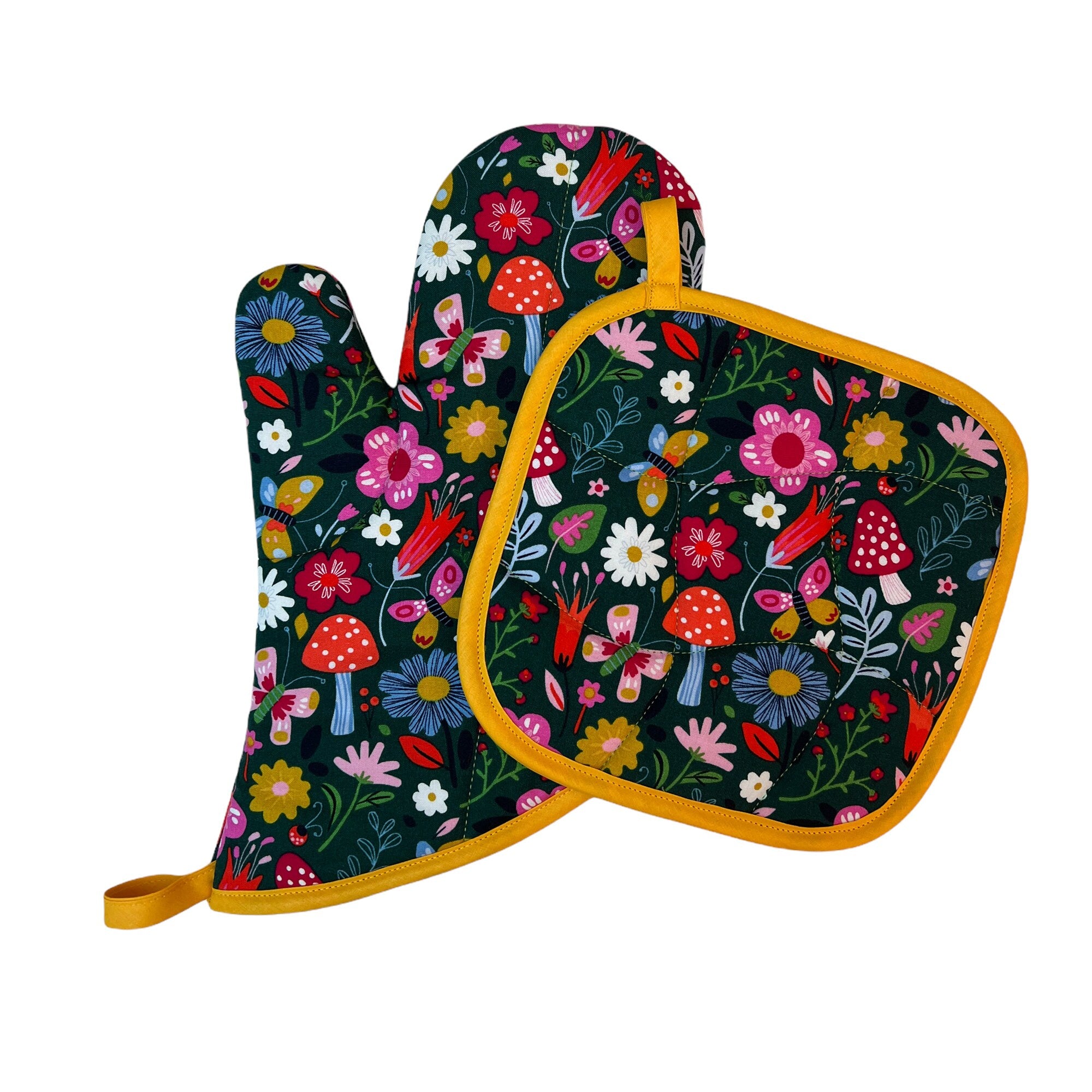 Floral Mushroom Mitt Set