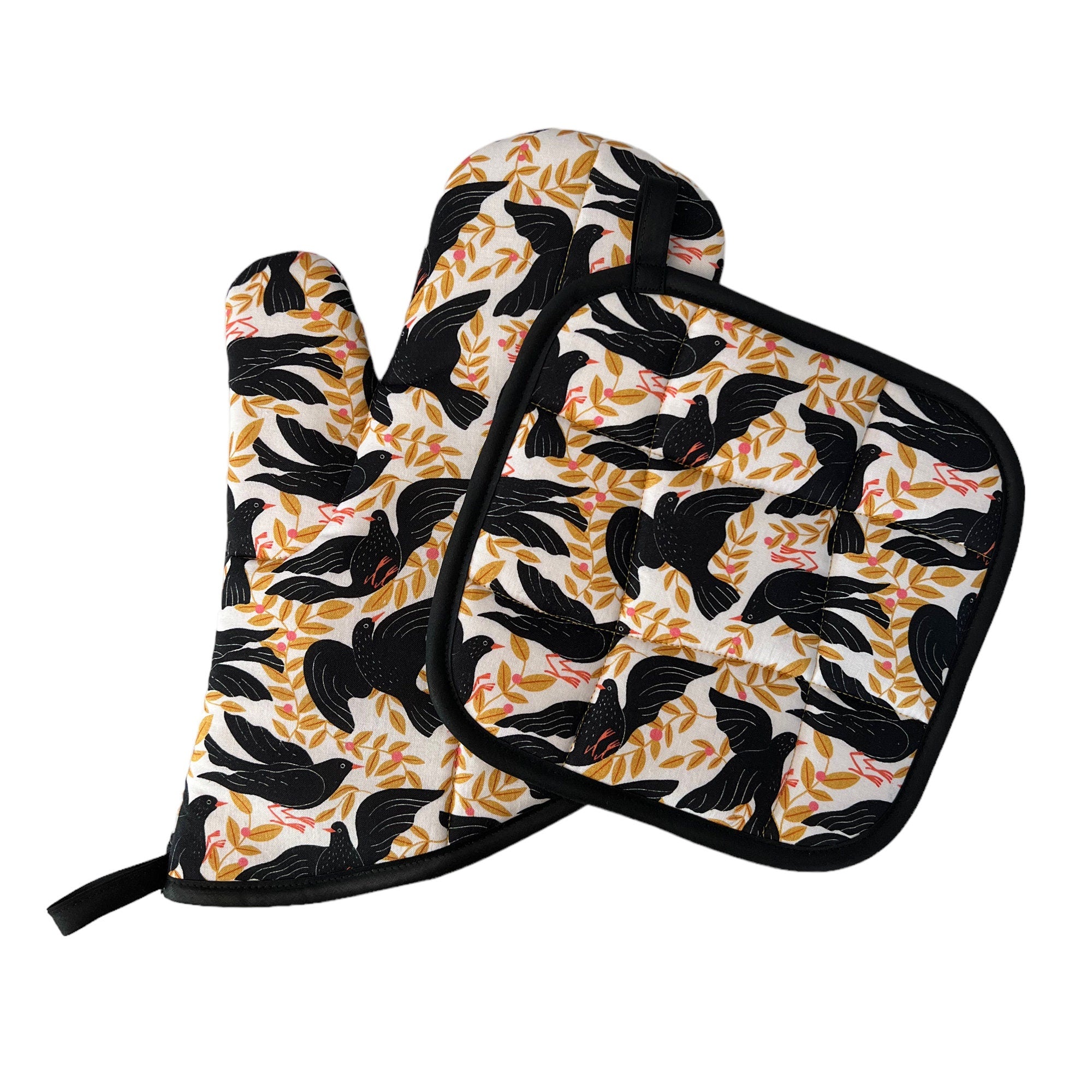 Black Birds Mitt Set